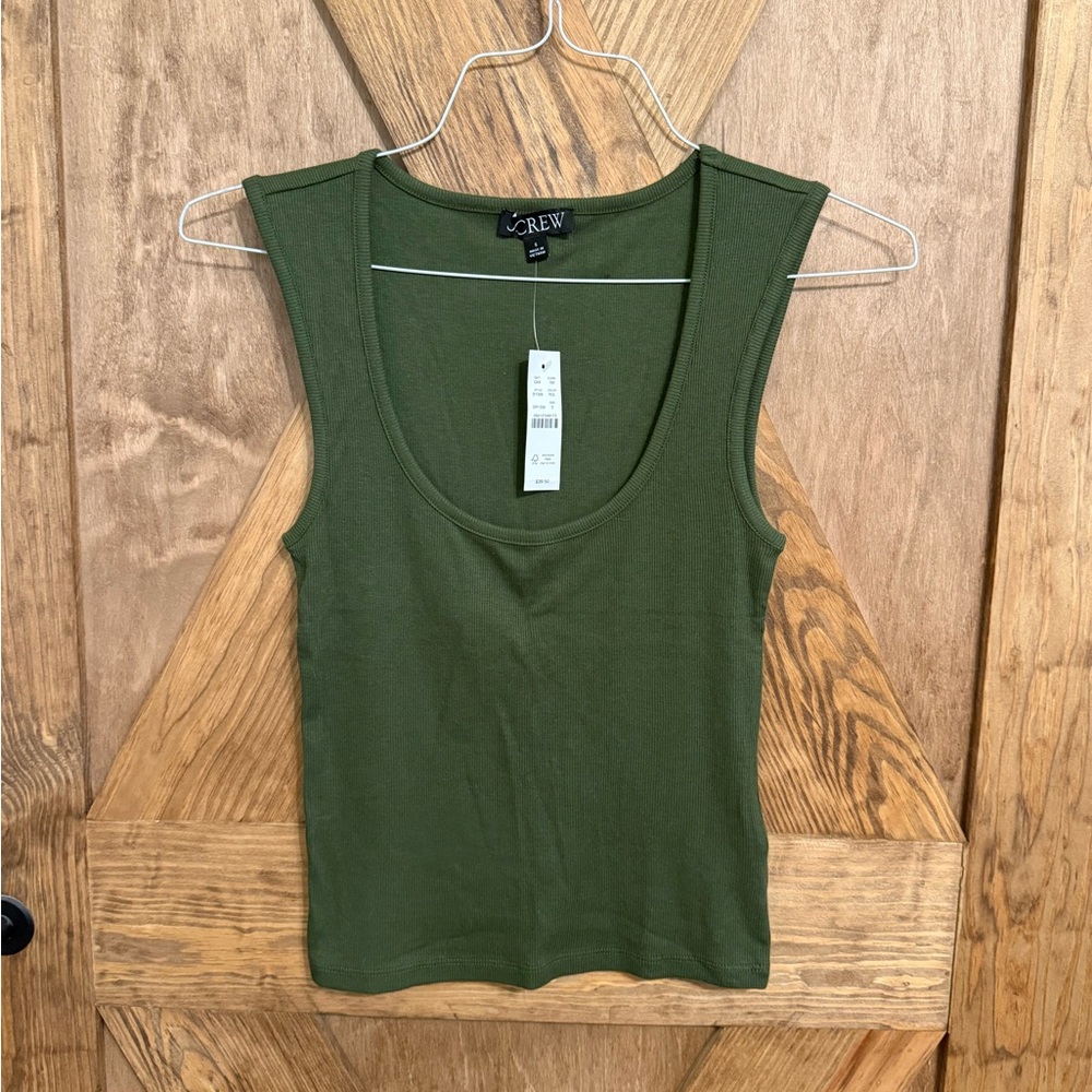 Jcrew Cropped fine rib scoopneck tank top